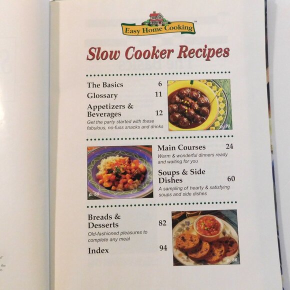 Easy Home Cooking Slow Cooker Recipes Cookbook Vintage 1997 HB Comfort Food - Picture 3 of 10